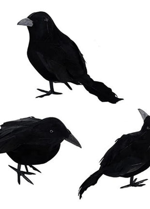 6PCS Black Feather Crow Halloween Props Mock Crow Spooky Feather Decoration Props Halloween Party Scary Animal Horror Props - Riparo82