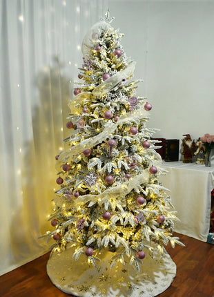 2025 Nuovo albero di Natale rosa floccato misto Pe Decorazione domestica di lusso di fascia alta Decorazione del supermercato dell'hotel