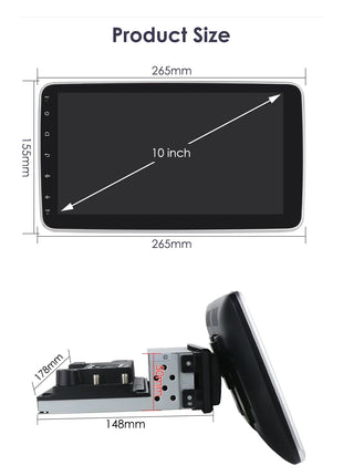 4G Universal 1 Din Car Multimedia Player 360 Rotatable Screen Autoradio Stereo Navi GPS WiFi Auto Radio Android Video Player Map - Riparo82