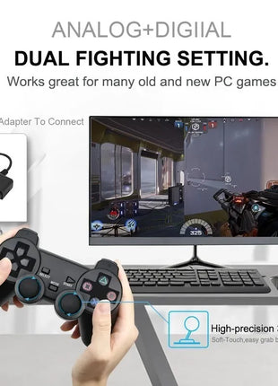 Adatto per controller di gioco wireless PS2 Maniglia per joystick a doppia vibrazione Bluetooth Adatto per Sony PlayStation 2/PC/IOS/TV Box