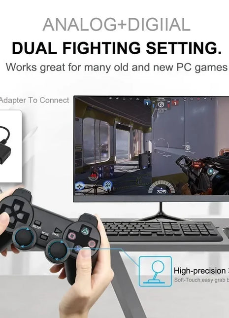 Adatto per controller di gioco wireless PS2 Maniglia per joystick a doppia vibrazione Bluetooth Adatto per Sony PlayStation 2/PC/IOS/TV Box