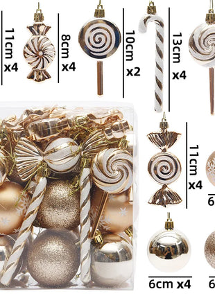 29/36/40 pezzi palla di Natale argento rosso albero di Natale pendenti appesi stampati sfere di Natale in oro a forma speciale 2024 nuovo - riparo82