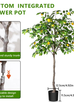 120cm/150cm Artificial Lemon Tree Artificial Tree With Fruit Fake Bonsai Plant Plastic Potted Plant Christmas Home Garden Decor