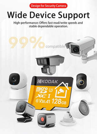 Nuova scheda Micro SD Kodak 32 GB 64 GB 128 GB 256 GB Scheda di memoria per telecamera di sicurezza, DVR, smartphone Scheda TF Scheda Microsd
