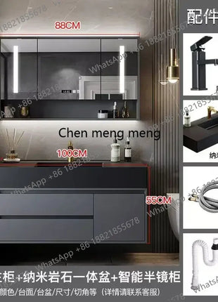B567 Combinazione di mobili da bagno con cassetto lavabo integrato Rock Vanity Mobiletto da bagno intelligente Lavandino Lavabo Mobili