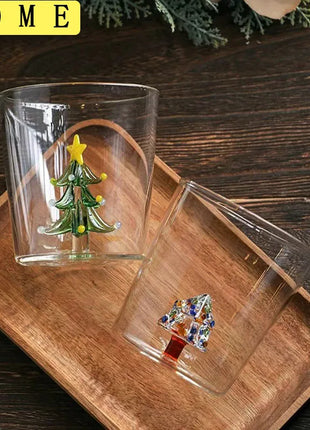 FOME Tazza di vetro creativa 1/2 pezzi Albero di Natale Caffè resistente al calore Tazza da latte Tè Tazza da caffè espresso Regali di Natale per ragazza - riparo82