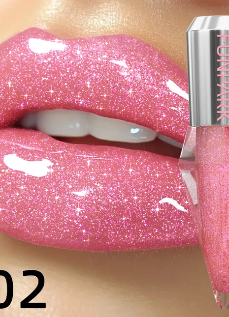 8 Color Glitter Shimmer Lip Gloss Moisturizing Lip Tinted Fuller Lip Effect Diamond Liquid Lipstick Makeup Sexy Lip Care Gifts - Riparo82
