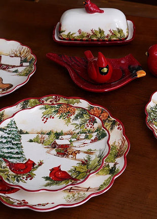Set di stoviglie in ceramica di natale piatto da pranzo occidentale colorato sottosmalto di alta qualità piatto decorativo per posate per la cena del Festival - riparo82