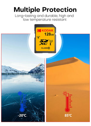 Scheda SD KODAK 64 GB 128 GB 32 GB U1 V30 Scheda di memoria SD Flash a grandezza naturale normale ad alta velocità per fotocamera