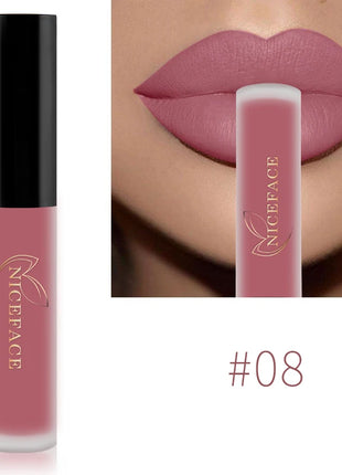 NICEFACE Nude Liquid Lipstick Ultra Matte Velvet Long Lasting Women Beauty Red Nonstick Cup Waterproof Lip Gloss Lips Cosmetics - Riparo82