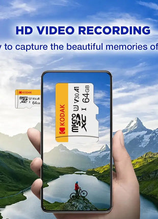 KODAK Micro SD TFcard 256GB 64GB 32GB Scheda di memoria 128GB Classe 10 Scheda SD Microsd 100MB/S UHS-I Scheda A1 per telefono/PC