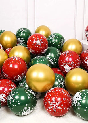 30 pezzi di palloncini natalizi in lattice da 10 pollici palloncini coriandoli rossi verdi dorati per la decorazione della festa di Natale Capodanno 2026 - riparo82
