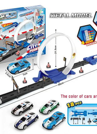 Stunt Speed Doppia competizione Ruote per auto Modello Pista da corsa Kit ferroviari assemblati fai-da-te Veicolo catapulta Ragazzo Giocattoli per bambini Regalo - riparo82