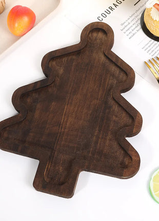 Simpatico vassoio per stoviglie natalizie, piatto da frutta in legno per albero di Natale, piatto in legno per scomparto per torte e dessert - riparo82