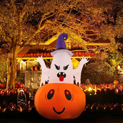 Halloween 1.5m Inflatable Luminous Decoration White Ghost Hat Pumpkin Built-in LED Light Ghost Christmas Outdoor Indoor Ornament