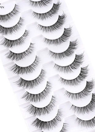 10 Pairs Faux Mink Eyelashes Handmade Natural False Eyelashes Soft Cross Messy Eye 3D Curly Eyelashes Extension Makeup Tools - Riparo82