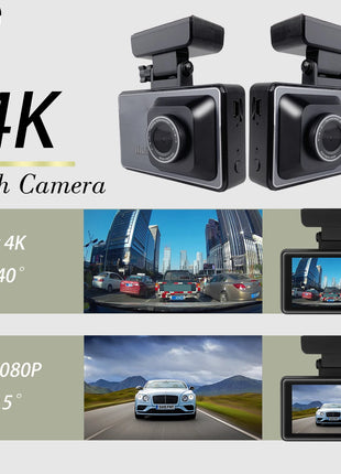 DashCam 4K for car Camera Front and Rear DVR with Reversing Touch Screen 24h Parking G-sensor with 64GB Card - Riparo82