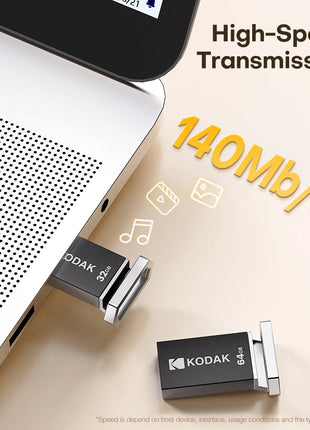 KODAK 128GB Mini USB Flash Drive USB3.2 Pen Memory Drive ad alta velocità 140MB/s 32GB 64GB UDisk Memoria portatile per PC per auto