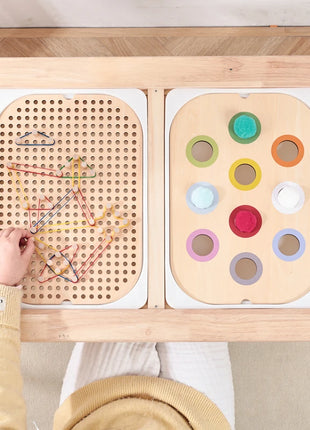 Tavolo sensoriale Montessori per bambini Vassoio sensoriale in legno per bambini Giocattoli per l'educazione precoce del bambino Apprendimento del bordo del movimento fine Regalo - riparo82