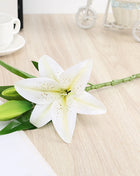 Real Looking 3D Printing Lily Branch  Artificial Flowers White Fake Flowers Flores for Wedding Home Garden Decoration