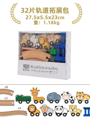 Set di binari ferroviari in legno Pacchetto di espansione Blocchi di costruzione fai-da-te Accessori Tracce adatte per binari in legno Biro Giocattoli educativi per bambini - riparo82