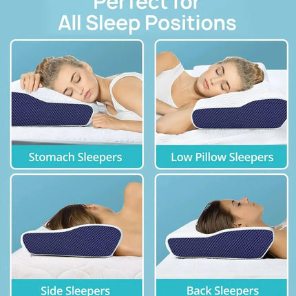 1pc Memory Foam Pillow, Sleeping Pillow For Side, Back And Stomach Sleepers, Neck Contoured Support Pillow Improves Sleep