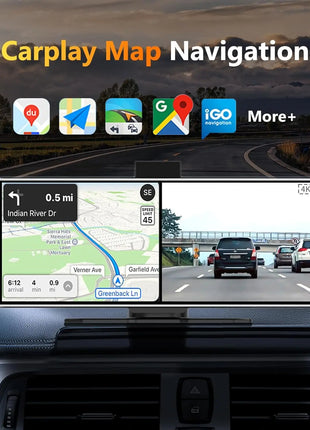 11.26 inch Dash Cam 4K Car DVR Wireless Carplay & Android Auto GPS Navigation Video Recorder Dashboard Dual Lens Dual BT FM AUX - Riparo82