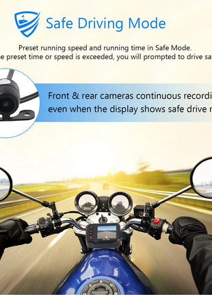 2in Motorcycle Driving Recorder Dash Cam 1080P+720P HD Lens Rainproof DVR Loop Recording Front Rear Motorcycle Recorder Dash Cam - Riparo82