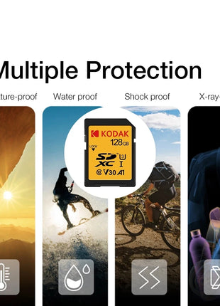 Schede SD KODAK per fotocamera 100 MB/s scheda di memoria ad alta velocità 256GB 128GB 64GB SDXC C10 A1 U3 V30 UHS-I sdcard per 4K HD SLR DV