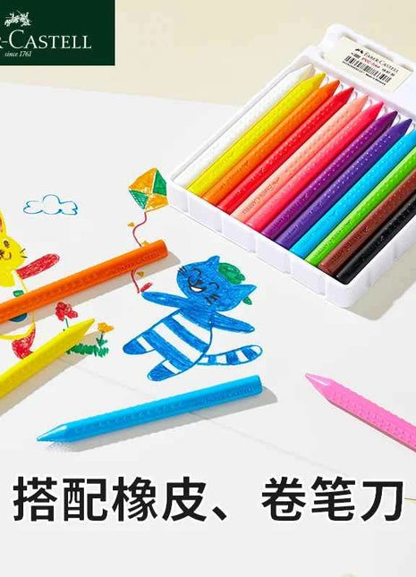 12/24 Colors Faber Castell Erasable Plastic Crayons Eraser and Sharpener School Supplies Non Toxic Crayons for Toddlers Washable