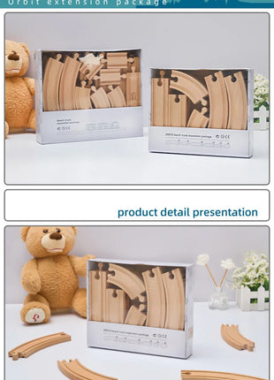 Set di binari ferroviari in legno Pacchetto di espansione Blocchi di costruzione fai-da-te Accessori Tracce adatte per binari in legno Biro Giocattoli educativi per bambini - riparo82