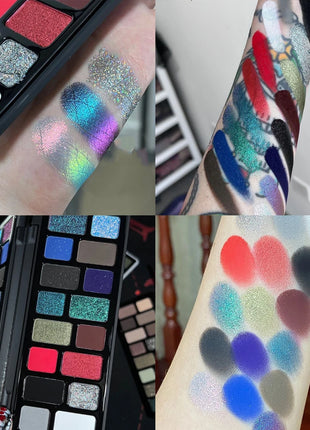 16 Colors of Dazzling Eyeshadow Pink Glitter Collision Blue Green Smoke Pearl Diamond Texture Multi Style Makeup Palette - Riparo82