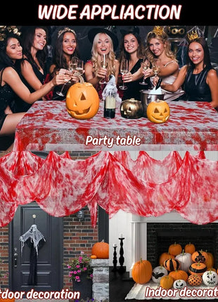 55*200cm Halloween Blood Gauze Window Doorways Wall Decoration Blood Creepy Cloth Haunted House Home Party Scary Scene Props - Riparo82