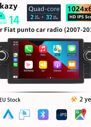 7"Wireless Carplay AutoRadio 2 din Android 14 For Fiat Grande Punto Linea 2009-2015 Multimedia Screen Audio GPS Navigation RDS - Riparo82