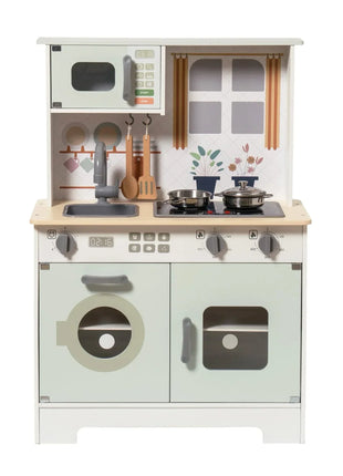 Robotime Robud Play Kitchen Set da cucina in legno Set da gioco finta Luci Suoni Regalo per ragazze Ragazzi dai 3 anni in su Verde chiaro - riparo82