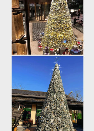 2025 Nuovo grande albero di Natale di fascia alta con cornice floccata albero pacchetto denso con luci disposizione della decorazione natalizia