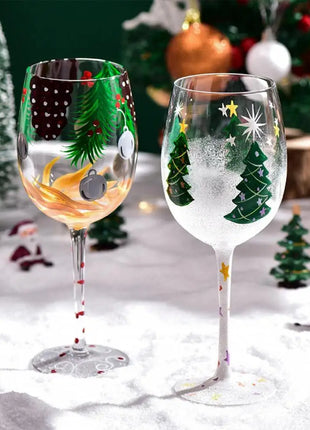 Bicchieri da vino natalizi da 450 ml Albero di Natale di Babbo Natale Aghi di pino Bicchieri da vino rosso per vino Succo di champagne - riparo82