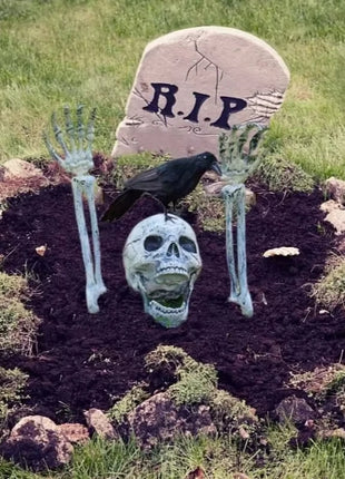 Halloween Hand Bone Skeleton Decorations Yard Inserting Ghost Arm Props for Outdoor Haunted House Party Horror Scene Decorations - Riparo82