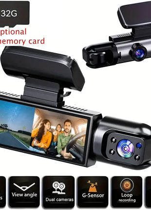 Dash Cam for Cars Dual Camera Front 1080P and Inside 720P with IR Night Vision, Loop Recording, and Wide Angle Lens - Riparo82