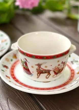 Set di piatti natalizi in ceramica ad alta temperatura, albero di Natale, piatto per cibo occidentale, bella tazza da caffè, ciotola, set natalizio di varietà ricca - riparo82