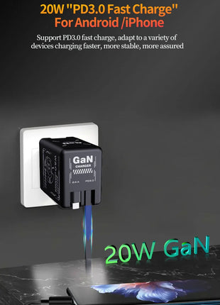 XIAOMI GaN Charger Compatible with 120W Fast Charger Retractable Type-C ligting Cable Portable Adapter For iPhone iPad Samsung - Riparo82