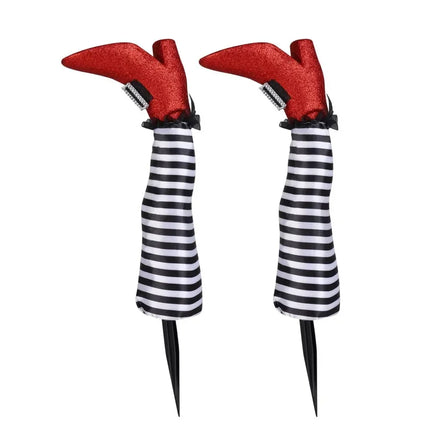 2pcs Halloween Evil Witch Legs Prosthetic Ornament Outdoor Yard Garden Patio Lawn Stake Halloween Party Decoration Props
