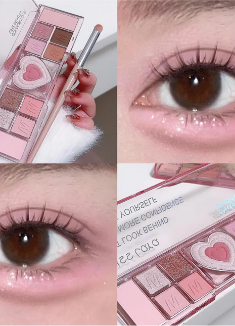 12 Colors Love Highlighting Eyeshadow Blush Palette Multi-purpose Cosmetic Eyes Pigment Powder Makeup Plate Eye Shadow - Riparo82