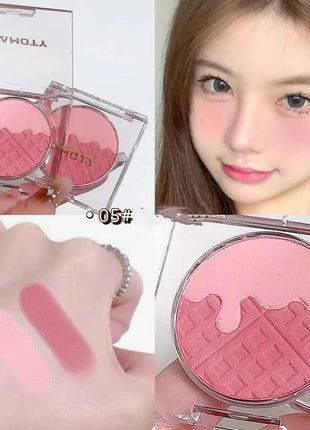 Monochrome Blush Palette, Powder Palette Multi-Colored Blush Powder Blushing Rose, Matte, Bold, Lightweight, Blends Easily