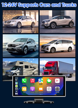 10/11.26 inch Dash Cam 4K Car DVR Wireless Carplay & Android Auto GPS Navigation Video Recorder Dashboard Dual Lens Wifi FM AUX - Riparo82