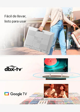 Metz 32Mqe7100Z 32" Hd Qled Google Tv |   Eyecare 3.0, Hdr10, White Design with Handle, Type-C Power, Front Speaker - Riparo82