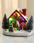 Winter Snow Christmas Village Building Santa House decorazione natalizia con Led Glow Desk Building Home Decor Holiday Ornament Gift