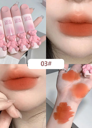 Gegebear Bear Lip Glaze Matte Velvet Lipstick Long-lasting Whitening Lip Cream Lip Mud - Riparo82