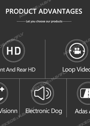 New Double Recording HD Dash Cam Visual angle 130° Super HD 1080P+720P support AR/ADAS driving assistance/fixed electronic dog - Riparo82