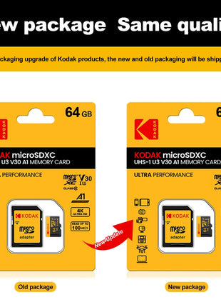 Kodak Micro SD Card Scheda di memoria classe 10 32G8 64GB 128GB 256GB U3 4K Ad alta velocità Catao De Memora Flash Memory TF card per fotocamera
